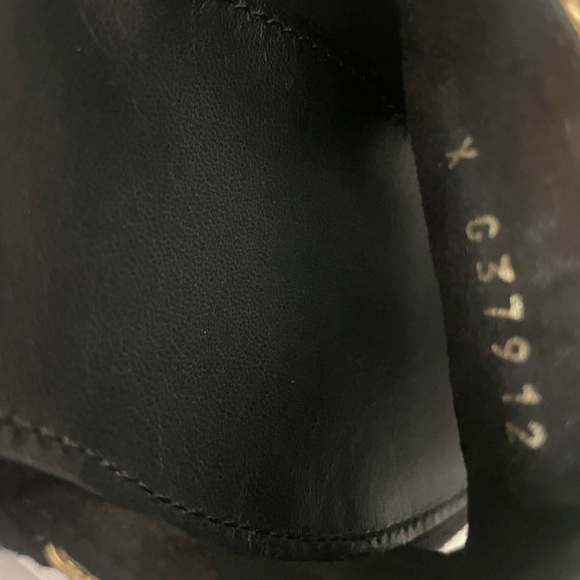 Chanel gold logo mules sandals black lambskin leather/cork  Chanel Mules